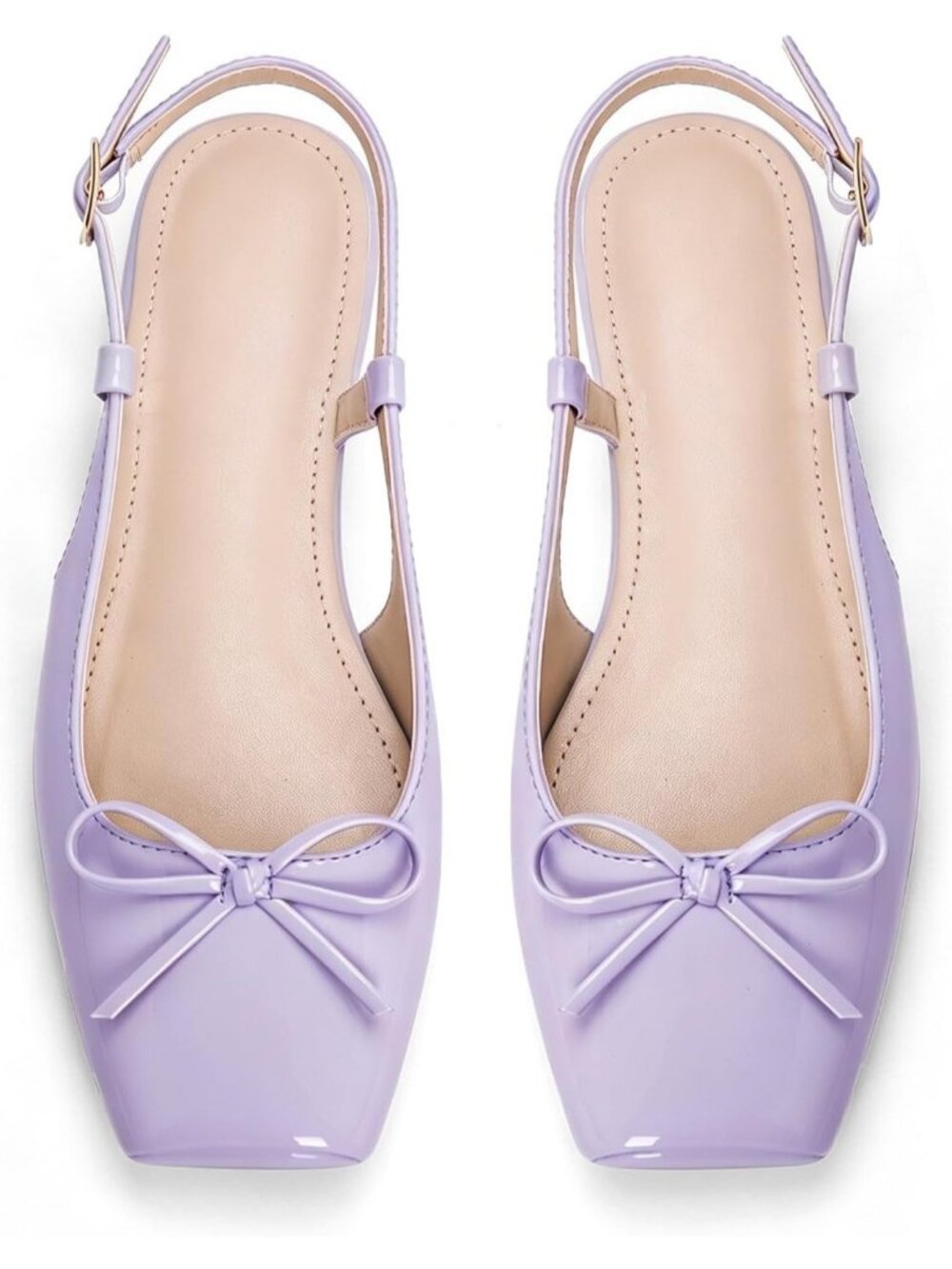 Women's Macaroon Slingback Square Toe Bow Knit Ankle Buckle Satin Ballet Flats